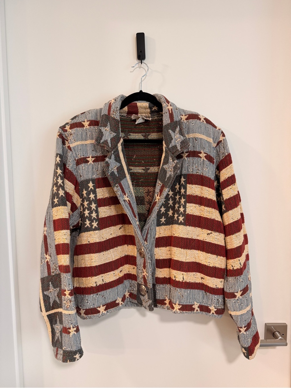 Painted Pony Vintage Stars & Stripes Knit Blazer Jacket